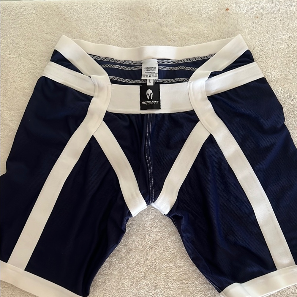 Spartas Navy and White Athletic Shorts